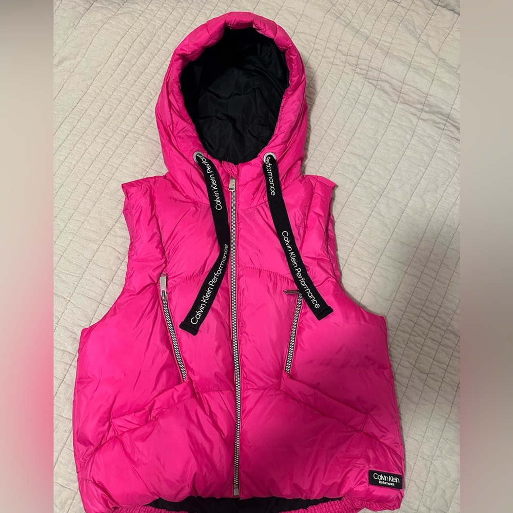 Calvin Klein Kids Bright Pink Hooded Vest